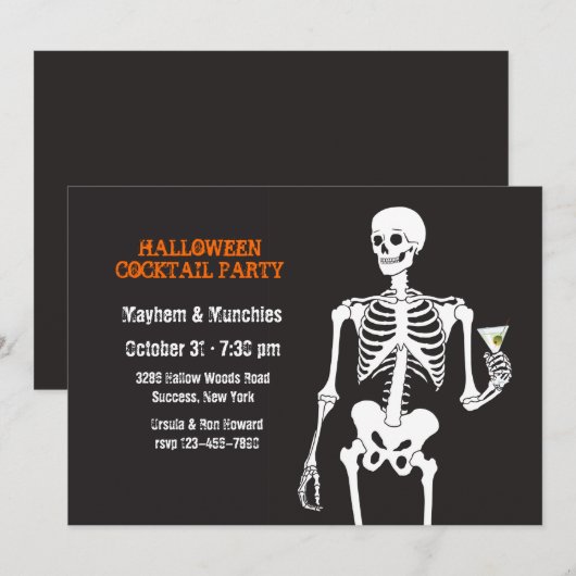 Halloween Cocktail Party Invitation Kaart (Voorkant / Achterkant)