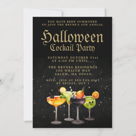 Halloween Cocktail Party Kaart (Voorkant)