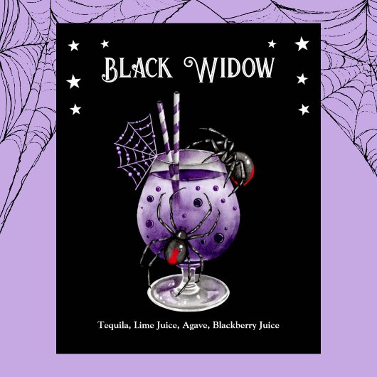 Halloween Cocktail Party met Black Widow Recept Poster