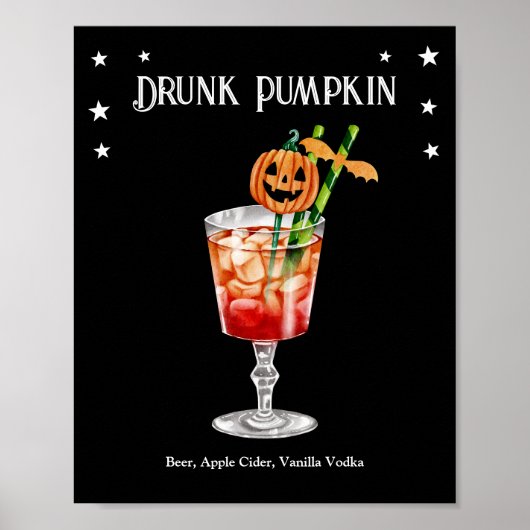 Halloween cocktail party met pompoen recept poster (Voorkant)