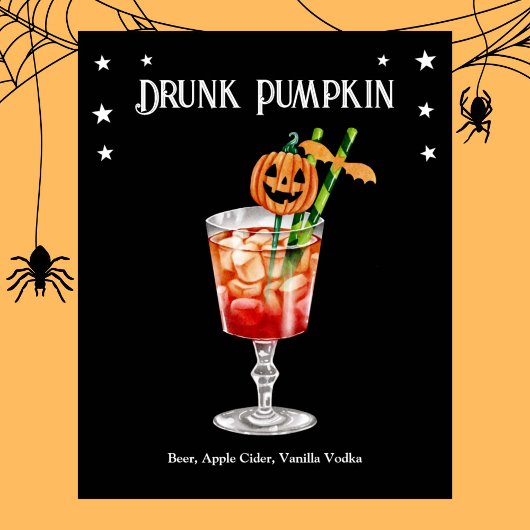 Halloween cocktail party met pompoen recept poster