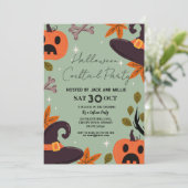 Halloween Cocktail Party Pompoenen Kostuums Kaart (Staand voorkant)