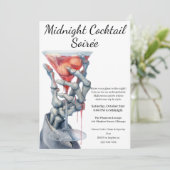 Halloween cocktail party | Skelethand Kaart (Staand voorkant)