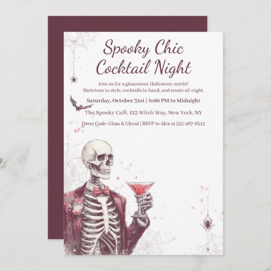 Halloween cocktail party | Spooky Chic Night Kaart (Voorkant / Achterkant)