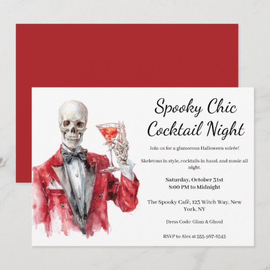 Halloween cocktail party | Spooky Chic Night Kaart (Voorkant / Achterkant)