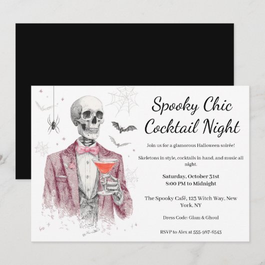 Halloween cocktail party | Spooky Chic Night Kaart (Voorkant / Achterkant)