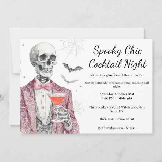 Halloween cocktail party | Spooky Chic Night Kaart (Voorkant)