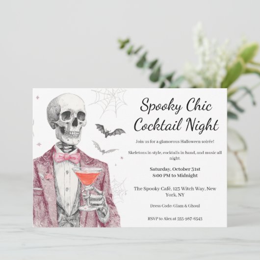 Halloween cocktail party | Spooky Chic Night Kaart (Staand voorkant)