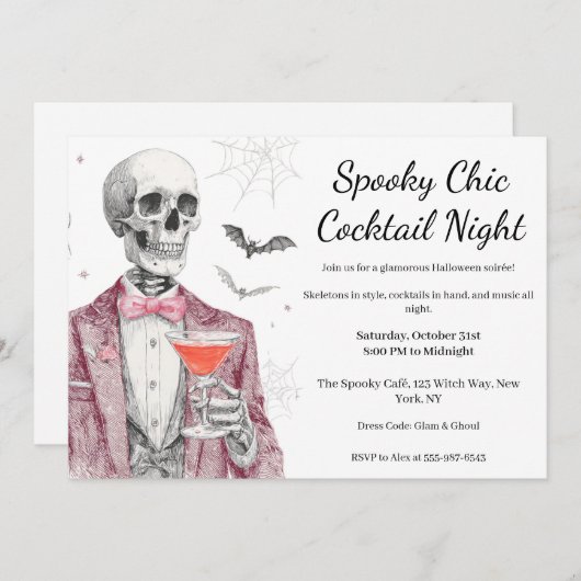Halloween cocktail party | Spooky Chic Night Kaart (Voorkant / Achterkant)