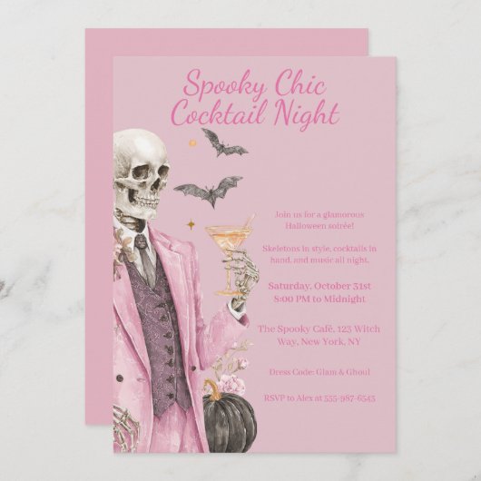 Halloween Cocktail Party | Spooky Chic Night Kaart (Voorkant / Achterkant)