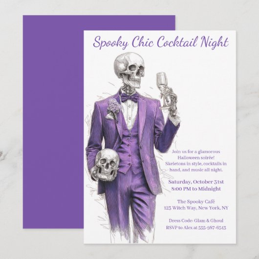 Halloween cocktail party | Spooky Chic Night Kaart (Voorkant / Achterkant)