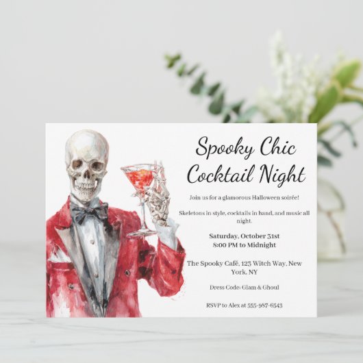Halloween cocktail party | Spooky Chic Night Kaart (Staand voorkant)