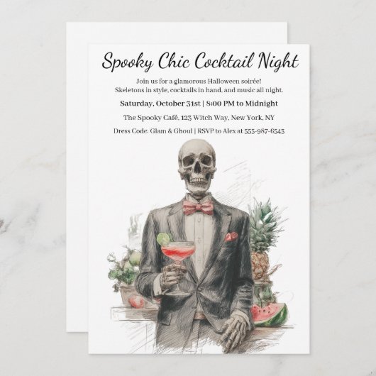 Halloween cocktail party | Spooky Chic Night Kaart (Voorkant / Achterkant)