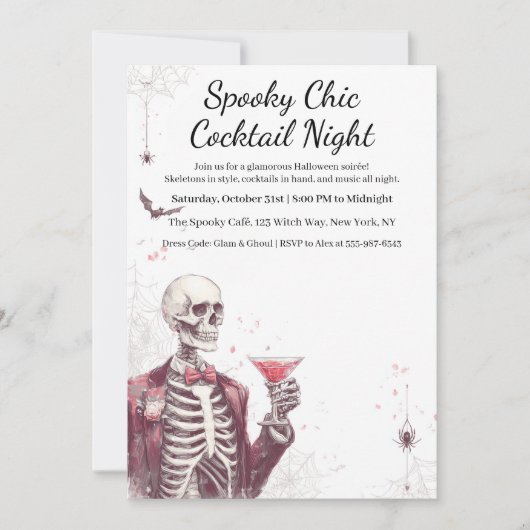 Halloween cocktail party | Spooky Chic Night Kaart (Voorkant)