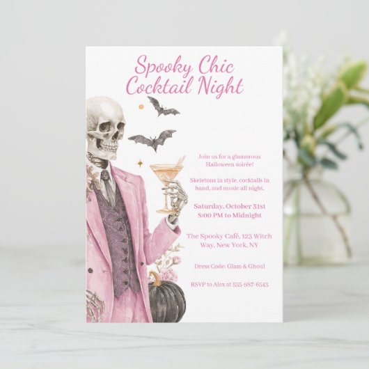 Halloween cocktail party | Spooky Chic Night Kaart (Staand voorkant)