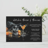 Halloween cocktail party uitnodiging | schedelheks (Staand voorkant)