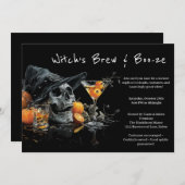 Halloween cocktail party uitnodiging | schedelheks (Voorkant / Achterkant)