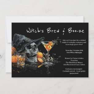 Halloween cocktail party uitnodiging schedelheks