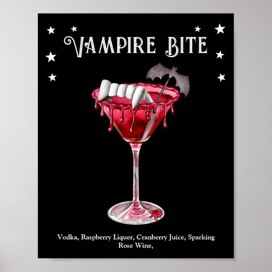 Halloween Cocktail Party Vampire Martini Recept Poster (Voorkant)