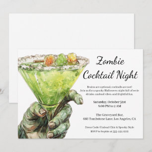 Halloween cocktail party   Zombie Hand met Drink Kaart