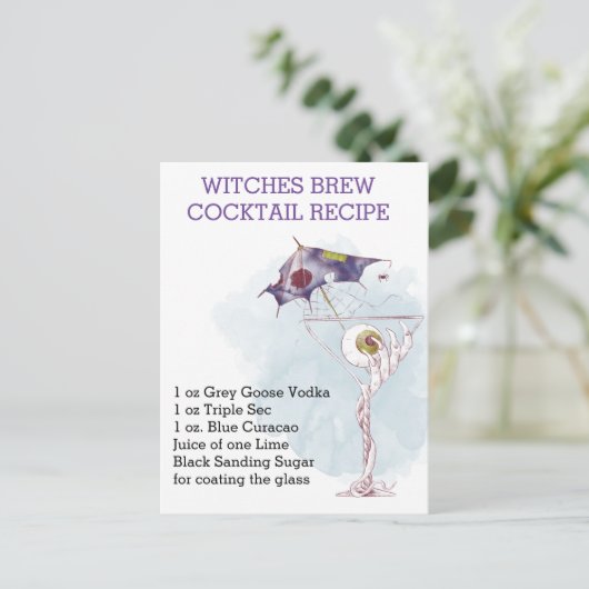 Halloween Cocktail Recipe Waterverf Briefkaart (Staand voorkant)
