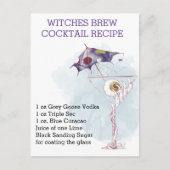 Halloween Cocktail Recipe Waterverf Briefkaart (Voorkant)