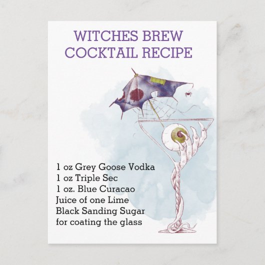 Halloween Cocktail Recipe Waterverf Briefkaart (Voorkant)
