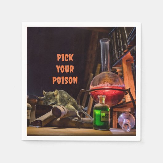 Halloween cocktail servetten, kies je vergif servet (Voorkant)