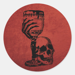 Halloween Cocktail Skull Wijnglas Ronde Sticker