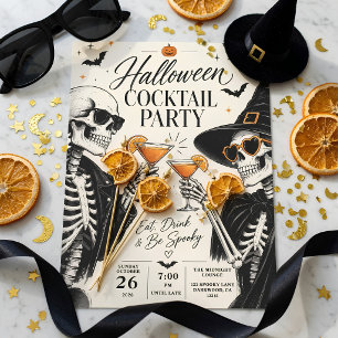 Halloween Cocktailparty Chic Skelet Cocktail Feestdagenkaart