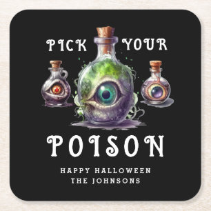 Halloween Cocktailparty Kies Je Vergif Kartonnen Onderzetters