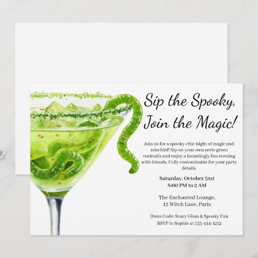 Halloween Cocktailparty | Potion Magique Kaart (Voorkant / Achterkant)