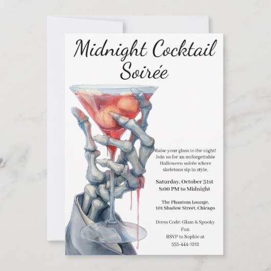 Halloween Cocktailparty | Skelet Hand Kaart (Voorkant)