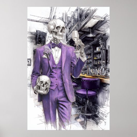 Halloween Cocktailparty | Skelet Heer Poster (Voorkant)