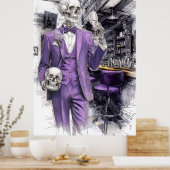 Halloween Cocktailparty | Skelet Heer Poster (Keuken)
