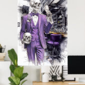 Halloween Cocktailparty | Skelet Heer Poster (Thuiskantoor)