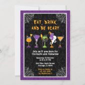 Halloween Cocktails and Costumes Party Purple Kaart (Voorkant)