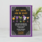 Halloween Cocktails and Costumes Party Purple Kaart (Staand voorkant)