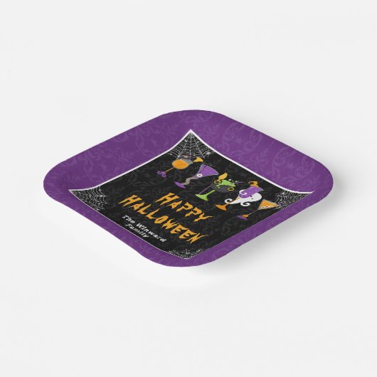 Halloween Cocktails and Costumes Party Purple Papieren Bordje (Gebogen)