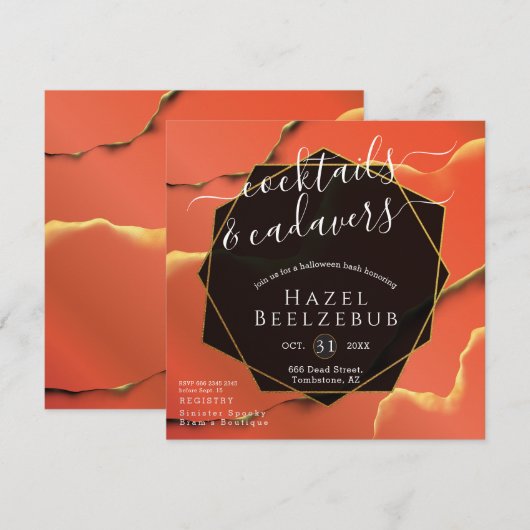 Halloween Cocktails Cadavers Black Golden Abstract Kaart (Voorkant / Achterkant)