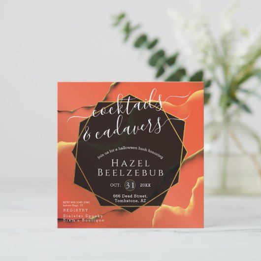 Halloween Cocktails Cadavers Black Golden Abstract Kaart (Staand voorkant)