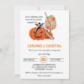 Halloween Cocktails en Carving Adult Party Invit Kaart (Voorkant)