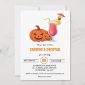Halloween Cocktails en Carving Adult Party Kaart (Voorkant)