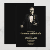 Halloween Cocktails en Kostuums Invite Feestdagenkaart (Voorkant / Achterkant)