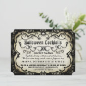 Halloween Cocktails Gothic Black & Tan Invite Kaart (Staand voorkant)