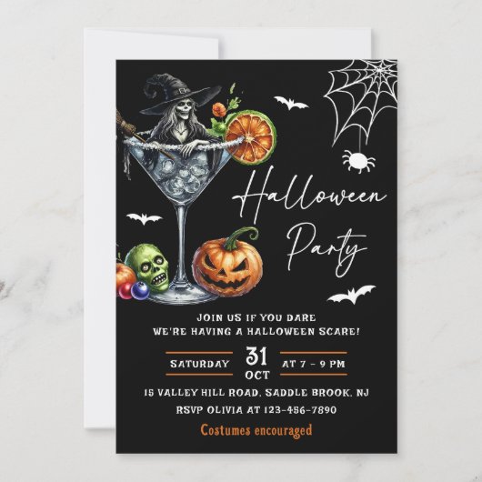 Halloween cocktails party kaart (Voorkant)