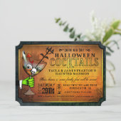 Halloween Cocktails Party Oranje & Black Invite Kaart (Staand voorkant)