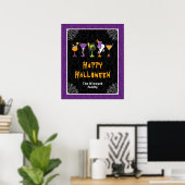 Halloween Cocktails Purple Damask Party Sign Poster (Thuiskantoor)