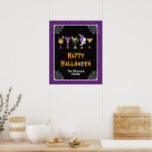 Halloween Cocktails Purple Damask Party Sign Poster (Keuken)