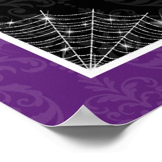 Halloween Cocktails Purple Damask Party Sign Poster (Hoek)